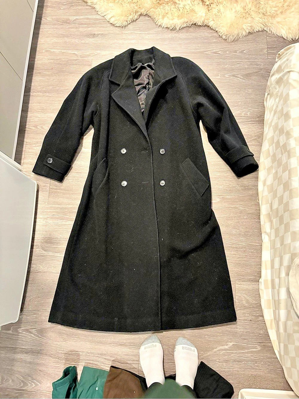 Vintage %100 wool made in USA Black Double-Breasted Pea Coat (heavy)